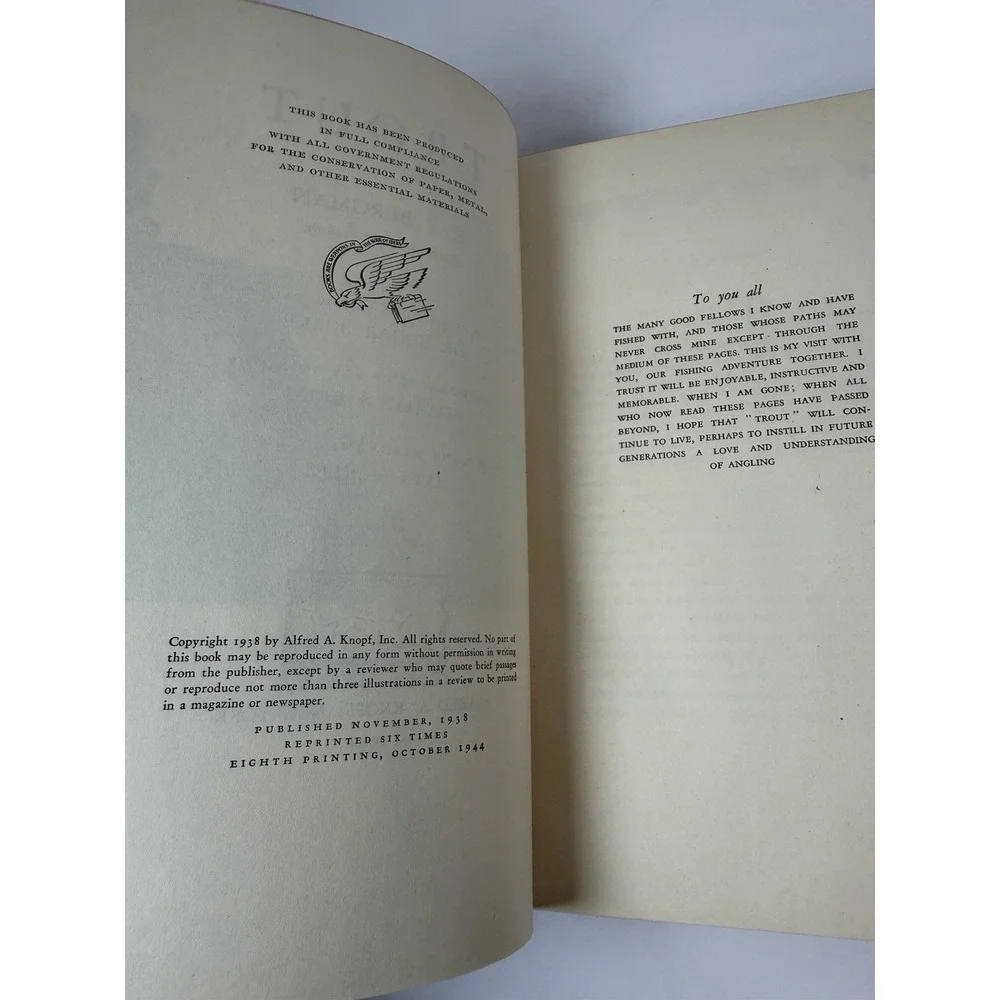1944 Trout Ray Bergman 16 Color Fly Plates Diagrams Fishing 8th Printing